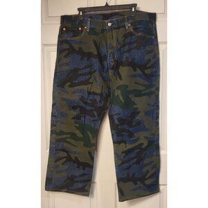 Levi 501 Shrink To Fit Camouflage Jeans Size 42x25 Straight Leg Streetwear